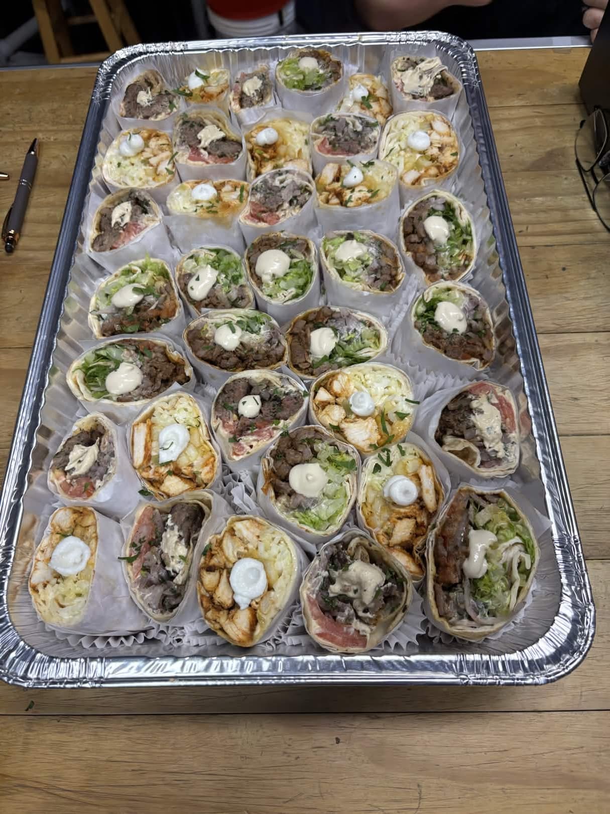 Catering wraps with garlic sauce